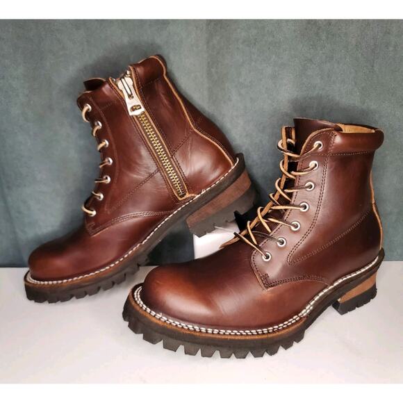 Slow Wear Lion Handmade in Japan Ultra High End Zip/Lace Up Leather Boots US 7 E - Picture 2 of 15